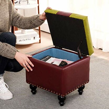 Footrest Ottoman Foot Stool Storage Boxes Ottoman Foot Stool Rest Wood Leather Footstools Pouffes Multifunction Stools Chair for Living Room Bedroom Home Decor Chair - Image 3