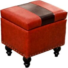 Footrest Ottoman Foot Stool Storage Boxes Ottoman Foot Stool Rest Wood Leather Footstools Pouffes Multifunction Stools Chair for Living Room Bedroom Home Decor Chair