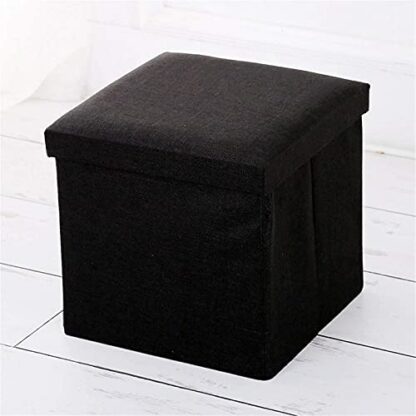 Footrest Ottoman Foot Stool Upholstered Fabric Ottoman,Cube Small Footrest,Foldable Storage Storage Chest,For Dorm Feet Rest Hallway Shoe Bench - Image 2
