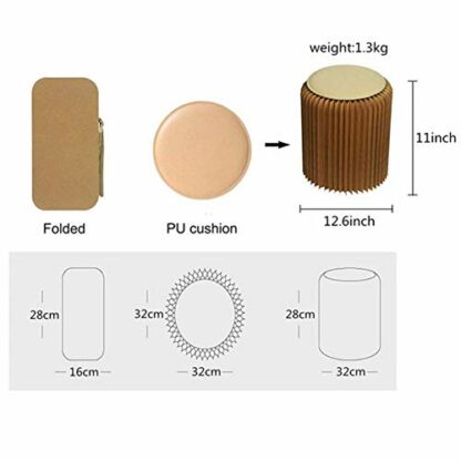 Footrest Ottoman Footstool Foot Stool 11 inch Folding Portable Entrance Shoe Stool Pouf Porch Sofa Footstool Bench Kraft Paper Display Chair Chair - Image 4