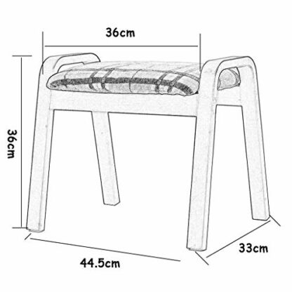 Footrest Ottoman Footstool Foot Stool Change Shoe Stool Foot Stool Upholstered Footrest Wood Dust-Proof Hallway Stand Chair Linen Fabric Seat with 4 Wooden Legs for Living Room 45X33X36Cm - Image 3