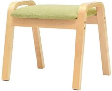 Footrest Ottoman Footstool Foot Stool Change Shoe Stool Foot Stool Upholstered Footrest Wood Dust-Proof Hallway Stand Chair Linen Fabric Seat with 4 Wooden Legs for Living Room 45X33X36Cm