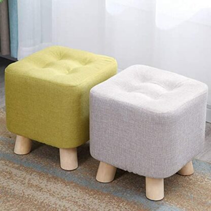 Footrest Ottoman Footstool Foot Stool Home Sofa Square Stool,Small Foot Stools Saddle Stool Bench Cloth Art Living Room Tea Table Mound Wooden Chair Chair - Image 3