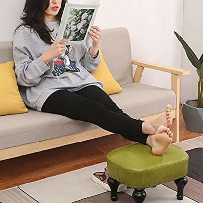Footrest Ottoman Footstool Stool Upholstered Dressing Table Change Shoe Stool Footrest Seat Foot Small Cube Pouf Bench - Image 3