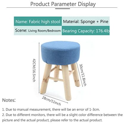 Footrest Ottoman High Ottomans with Washable Stool Cover,Round Padded Foot Stools Ottomans with Wooden Leg, Footstools Step Stool for Living Room Couch,Portable Ottomans - Image 3