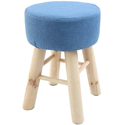 Footrest Ottoman High Ottomans with Washable Stool Cover,Round Padded Foot Stools Ottomans with Wooden Leg, Footstools Step Stool for Living Room Couch,Portable Ottomans - Image 4