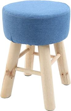 Footrest Ottoman High Ottomans with Washable Stool Cover,Round Padded Foot Stools Ottomans with Wooden Leg, Footstools Step Stool for Living Room Couch,Portable Ottomans