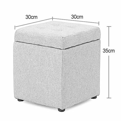 Footrest Ottoman Linen Ottoman Footstool,Pouffe Storage with Hinge Top | Padded Foot Stool Cube Bench Seater for Living Room,Bedroom & Office - Image 4