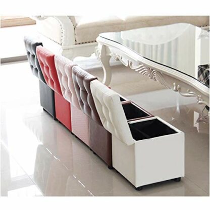 Footrest Ottoman Ottoman Chair Stool Footstools Storage Ottoman Stool with Non-Slip Mat Pu Leather Foot Stool,Pouffe Storage Chest - Image 3