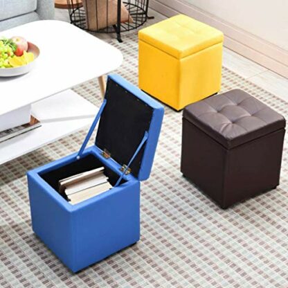 Footrest Ottoman Ottoman Chair Stool Ottoman Storage Box Stool Pu Leather Pouffe Foot Stool,Storage with Highly Elastic Sponge Filling - Image 4