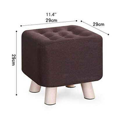 Footrest Ottoman Ottoman Footstool 29Cm Square Cotton Linen Footstool Home Stool Living Room Sofa Stool Solid Wooden Footrest - Image 4