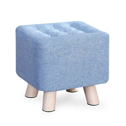 Footrest Ottoman Ottoman Footstool 29Cm Square Cotton Linen Footstool Home Stool Living Room Sofa Stool Solid Wooden Footrest - Image 2