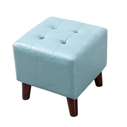 Footrest Ottoman Ottoman Footstool Square Leather Footstool with 4 Legs Solid Wood Sofa Stool Footrest Living Room Stool Single Stool - Image 2