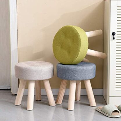 Footrest Ottoman Ottoman Pouffe Fabric Footstool,Living Room 4-Leg Solid Wood Foot Stool,Removable and Washable Footrest Bedroom Makeup Stools for Hall Dining,Green Home Decor - Image 4