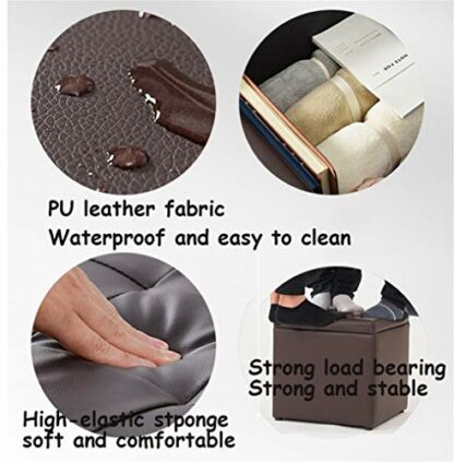 Footrest Ottoman Pu Leather Footstool,Small Seat Foot Rest Chair Ottoman for Home Office with Legs 28 X 28 X 28Cm - Image 4