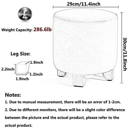 Footrest Ottoman Pu Ottoman with 3 Stable Wooden Legs,Stackable Small under Desk Foot Stools,Vanity Stool with Padded Seat for Living Room Bedroom - Image 4