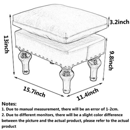 Footrest Ottoman Rectangle Leather Ottoman Footstool with Cushion,Curvy Legs Footrest Upholstered for Living Room Bedroom,Portable Sofa Stool Padded Seat-Yellow - Image 4