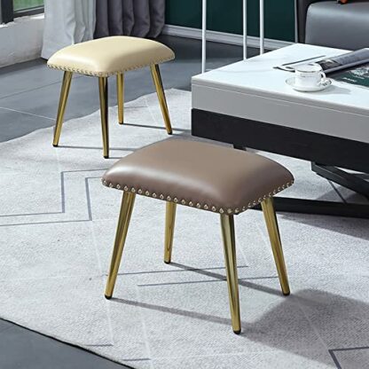 Footrest Ottoman Small Ottoman, Pu Leather Rectangular Ottoman, with Upholstered Seat for Sofa Chair, High Bed Footstool, under Desk Stool Home Living Room Bedroom Cloakroom - Image 4