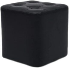 Footrest Ottoman Small Pu Leather Ottoman, Rectangular Stool with Padded Seat Square Pouffe Chair Upholstered for Bedroom, Living Room, Office,Black,H35Cm