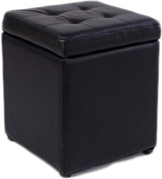 Footrest Ottoman Small Storage Footstool, Pu Leather Ottoman Footrest Storage Box Rectangular Stool with Padded Seat Low Pouffe Sofa Stool,Purple