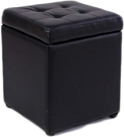 Footrest Ottoman Small Storage Footstool, Pu Leather Ottoman Footrest Storage Box Rectangular Stool with Padded Seat Low Pouffe Sofa Stool,Purple - Image 2