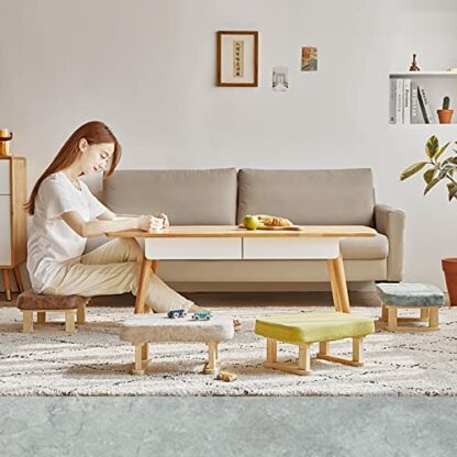 Footrest Ottoman Square Footstool with Detachable Stool Legs,Low Sofa Footrest,Shoe Changing Stool,Stackable Ottoman for Entrance Living Room Bedroom - Image 3