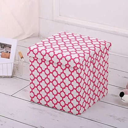 Footrest Ottoman Square Ottoman Footstool, Linen Storage Box Coffee Table Stools Cube Footrest Seat Changing Shoes Bench - Image 3