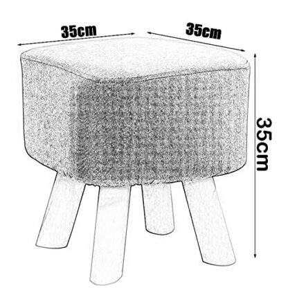 Footrest Ottoman Stool Solid Wood Footstool Change Shoes Small Bench Upholstered Footrest Foot Stool Cotton and Linen Single Seat Footstools - Image 4