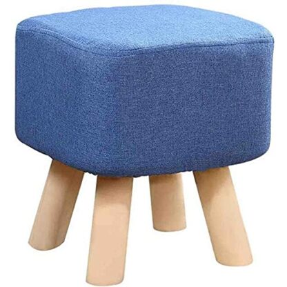 Footrest Ottoman Stool Solid Wood Footstool Change Shoes Small Bench Upholstered Footrest Foot Stool Cotton and Linen Single Seat Footstools - Image 2
