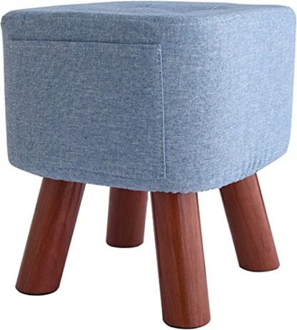 Footrest Ottoman Storage Ottoman with Large Pocket,Portable Small Foot Rest Stool Seat Linen Fabric for Foot Rest,Square Storage Step Stool for Living Room Bedroom-Grayshort Legs - Image 2