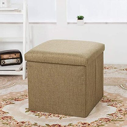 Footrest Ottoman Storage Ottoman,Cube Foot Rest Stools,Foldable Storage Boxes Footrest Step Stool,Folding Linen Storage Ottoman - Image 4