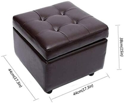 Footrest Ottoman Upholstered Footstool Faux-Leather Square Storage Ottoman with Hinged,Upholstered Foot Stool Foot Rest Padded Tufted Ottoman Coffee Table Storage Footstool - Image 4