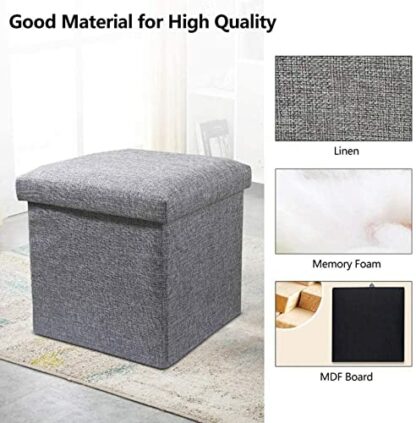 Footrest Ottoman Upholstered Footstool Folding Storage Cube Ottomans,With Storage Foot Rest Stool Seat Foldable Square Padded Memory Foam Member Storage Footstool - Image 4