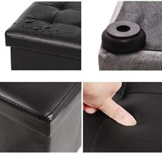 Footrest Ottoman Upholstered Footstool Foot Stool Cube Faux Leather Ottoman Storage Pouf Bench Seat,With Hinge Top Organizer Box Pouf Storage Footstool