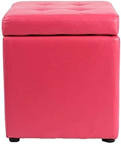 Footrest Ottoman Upholstered Footstool Foot Stool Cube Faux Leather Ottoman Storage Pouf Bench Seat,Tray with Hinge Top Organizer Box Pouf Storage Footst - Image 2