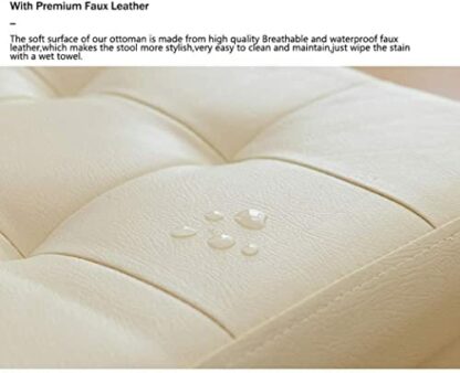 Footrest Ottoman Upholstered Footstool Foot Stool Cube Faux Leather Ottoman Storage Pouf Bench Seat,With Hinge Top Organizer Box Pouf Single Seat Storage Footstool - Image 4