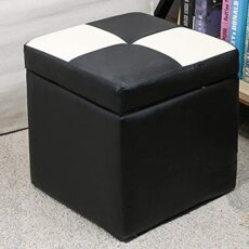 Footrest Ottoman Upholstered Footstool Foot Stool Cube Faux Leather Ottoman Storage Pouf Bench Seat,With Hinge Top Organizer Box Pouf Single Seat Storage Footstool