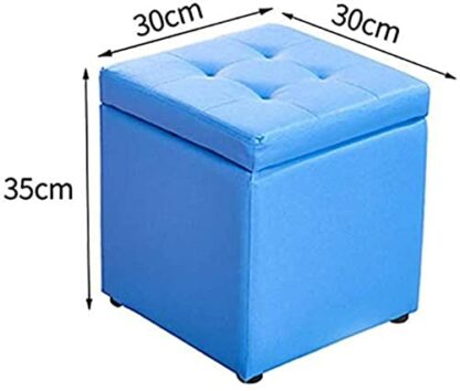 Footrest Ottoman Upholstered Footstool Foot Stool Cube Faux Leather Ottoman Storage Pouf Bench Seat,With Hinge Top Organizer Box Pouf Storage Footstool - Image 3