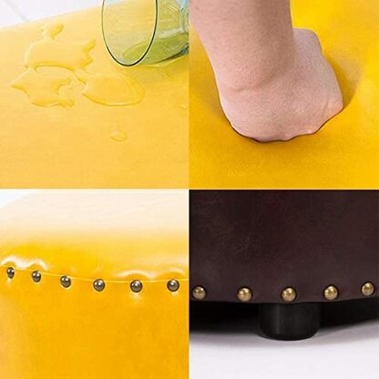 Footrest Ottoman Upholstered Footstool Foot Stool Faux Oil Wax Leather Foot Rest Ottoman,Pouf Shoe Bench Stool Pouffe Leg Rest Step Stool Puff Chair Storage Footstool - Image 4