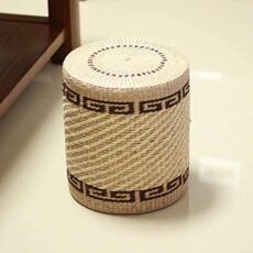 Footrest Ottoman Upholstered Footstool Foot Stool Wood Straw Stools Garden Living Room Stools Change Shoe Benches Stools round Drum Stools Low Stools Sofa Stools Storage Footstool