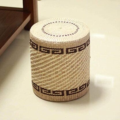 Footrest Ottoman Upholstered Footstool Foot Stool Wood Straw Stools Garden Living Room Stools Change Shoe Benches Stools round Drum Stools Low Stools Sofa Stools Storage Footstool - Image 2