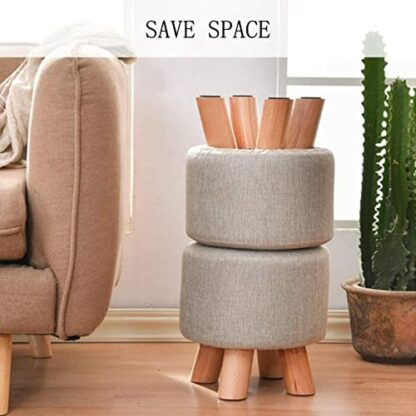 Footrest Ottoman Upholstered Footstool Square Foot Stool Pouffe,Upholstered Ottoman Pouffe Linen Padded Cushion Seat,Living Room Bedroom Garden Stool Chair - Image 3