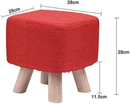 Footrest Ottoman Upholstered Footstool round Foot Stool,Sponge Padded Ottoman Pouf Footrest Stool with Removable Cover and Not-S Wooden Legs Storage Footstool - Image 4