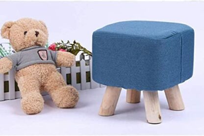 Footrest Ottoman Upholstered Footstool round Foot Stool,Sponge Padded Ottoman Pouf Footrest Stool with Removable Cover and Not-S Wooden Legs Storage Footstool - Image 2