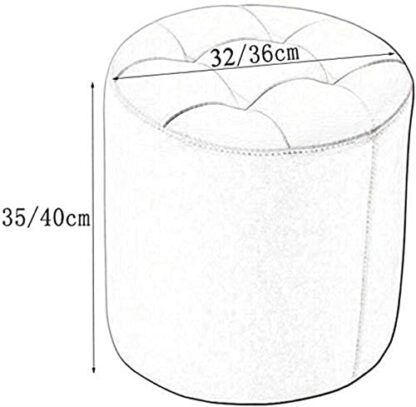 Footrest Ottoman Upholstered round Wooden Support Upholstered Ottoman Pouffe Padded Chair Stool Pu Leather for Living Room and Bedroom Storage Footstool - Image 4