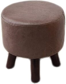 Footrest Ottoman Wooden Support Upholstered Footstool, Ottoman Pouffe Chair Stool with Removable Linen Cover for Bedroom Living Room