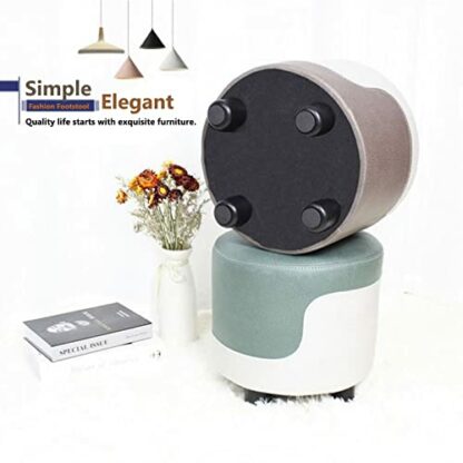 Footrest Ottoman round Footstool Ottoman with Non-Slip Foot Pad, Upholstered Footrest Dressing Stool for Kitchen Bedroom Living Room - Image 3