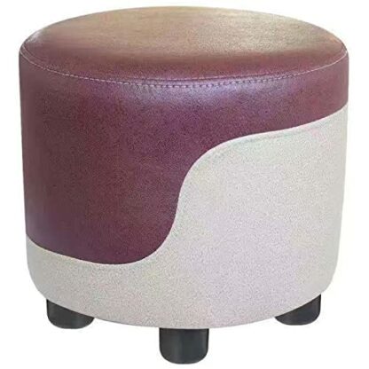 Footrest Ottoman round Footstool Ottoman with Non-Slip Foot Pad, Upholstered Footrest Dressing Stool for Kitchen Bedroom Living Room - Image 4