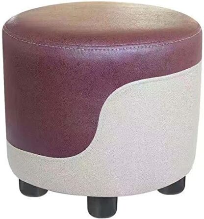 Footrest Ottoman round Footstool Ottoman with Non-Slip Foot Pad, Upholstered Footrest Dressing Stool for Kitchen Bedroom Living Room - Image 2