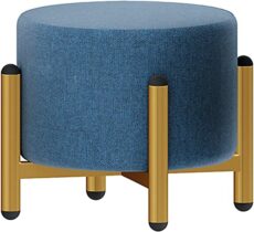 Footrest Ottoman round Mute Ottoman Footrest with 3 Heights,Cotton Linen Flannel Stackable Low Foot Stools for Living Room Bedroom-Mint Green-Flannel